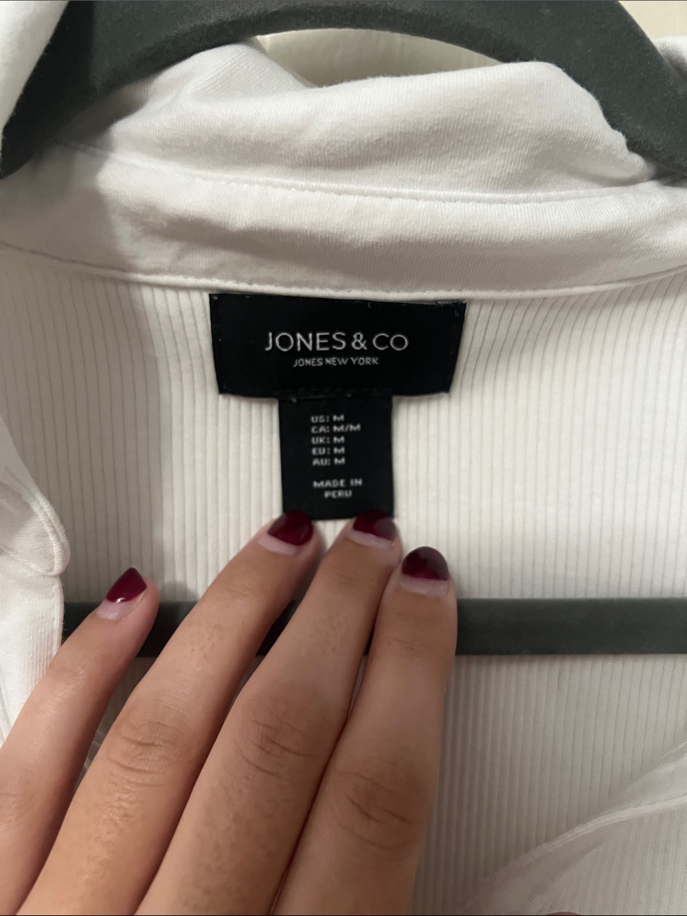 White Ribbed Polo Top - Picture 3 of 3